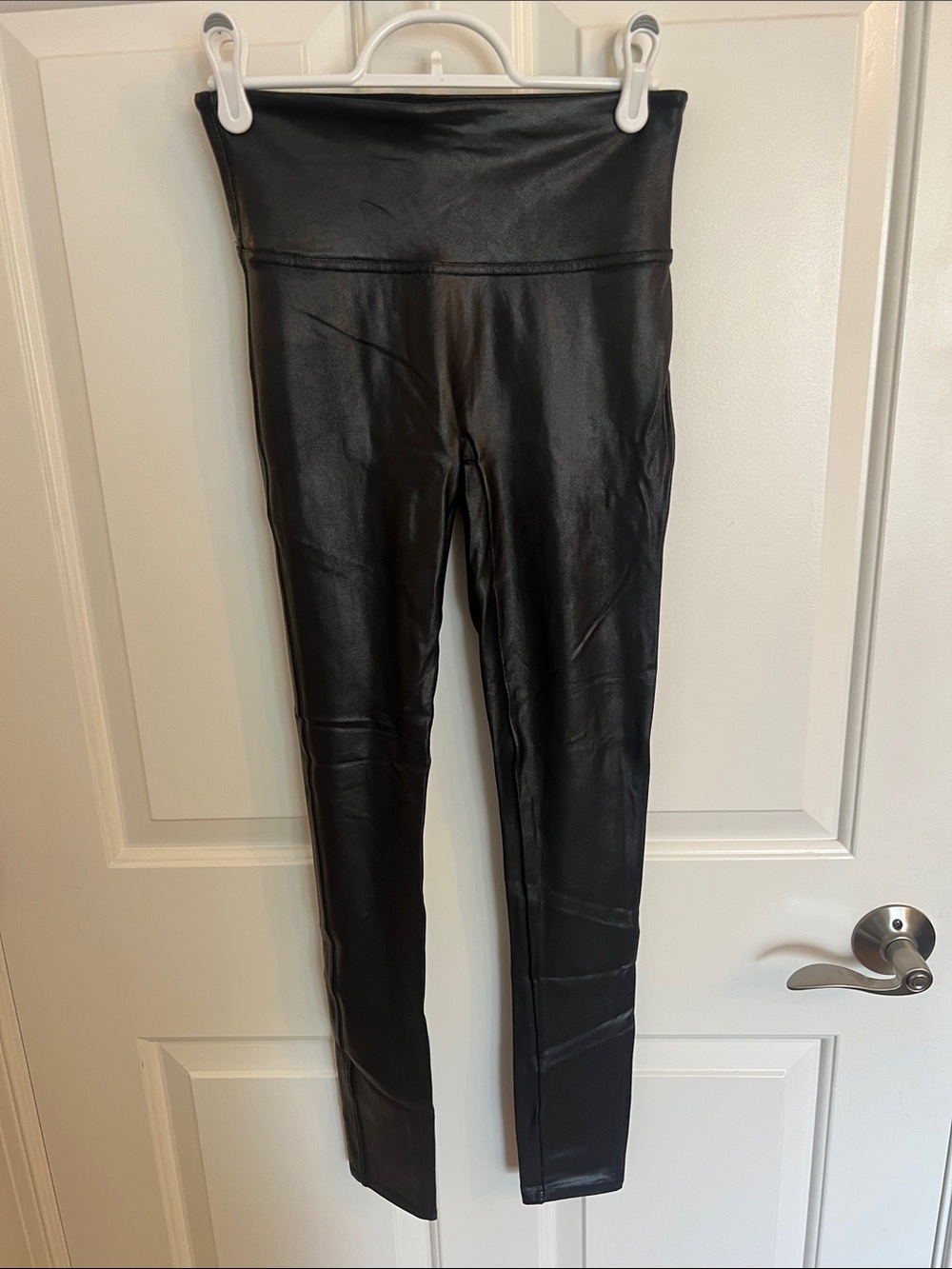 Sleek Black Faux Leather High-Waist Leggings